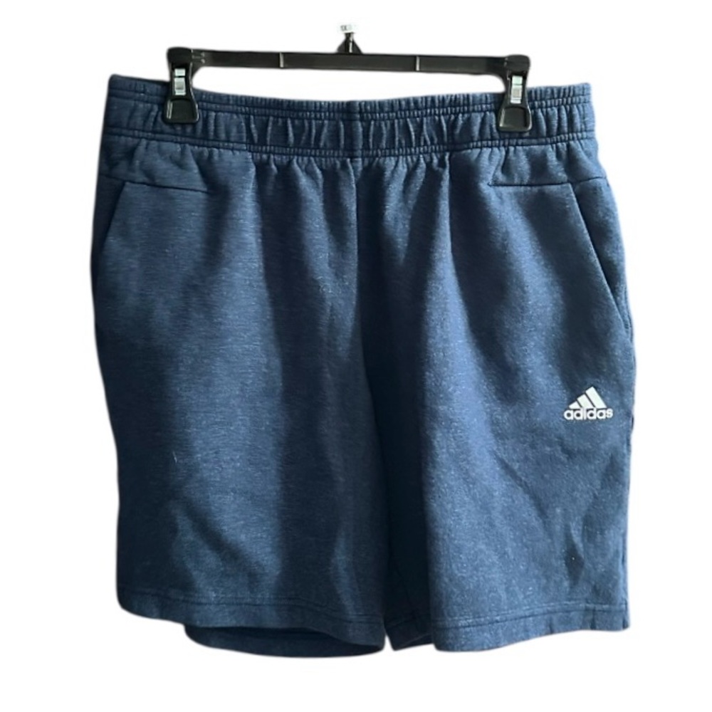 ADIDAS Mens Shorts Blue/Grey Cotton Blend. Elastic Waist. Size Medium 9” Inseam - Picture 2 of 8